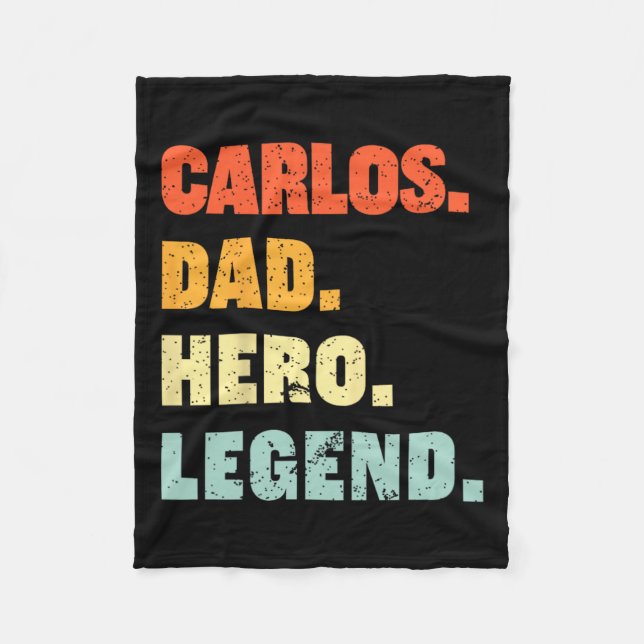 Dad Hero Legend Personalised Custom Name Fathers D Fleece Blanket (Front)