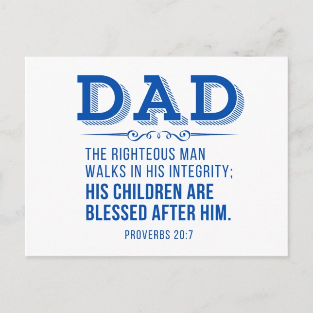 Dad - His children are blessed Christian Fathers Holiday Postcard (Front)