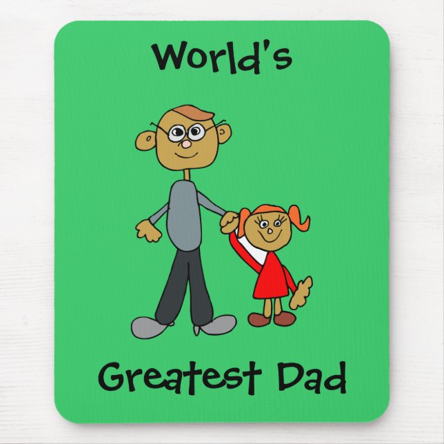 Dad Holding Daughters Hand, World's Greatest Dad Mouse Mat (Front)