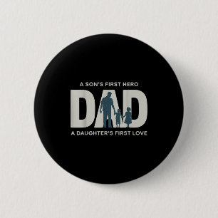 Dad Holding Kids Family Silhouette Father Quote 6 Cm Round Badge