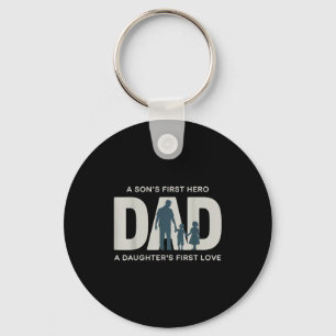Dad Holding Kids Family Silhouette Father Quote  Key Ring