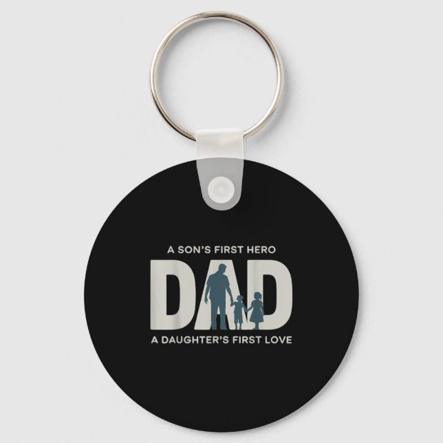 Dad Holding Kids Family Silhouette Father Quote  Key Ring (Front)