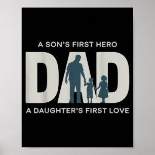 Dad Holding Kids Family Silhouette Father Quote  Poster