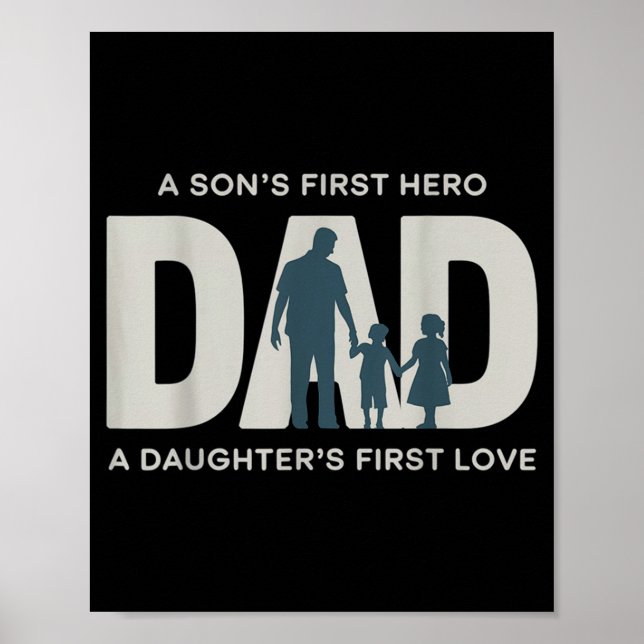 Dad Holding Kids Family Silhouette Father Quote  Poster (Front)