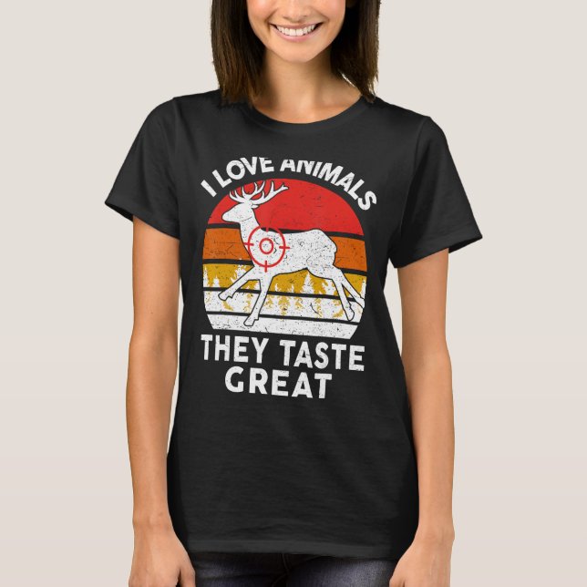 Dad Hunting-Shirt Love Animals They Great Funny Hu T-Shirt (Front)