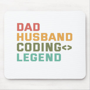 Dad Husband Coding Legend Funny Programmer Life Mouse Mat