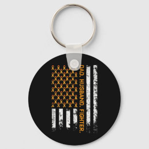 Dad Husband Fighter Ribbon USA Flag Leukaemia Awar Key Ring