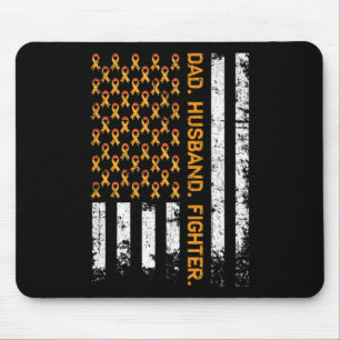 Dad Husband Fighter Ribbon USA Flag Leukaemia Awar Mouse Mat