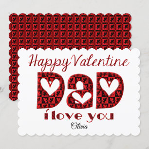 Dad I Love You Cute Cupid Typography Valentine Holiday Card