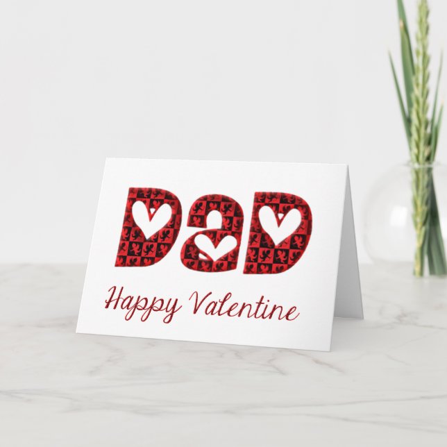 Dad I Love You Cute Cupid Typography Valentine Holiday Card (Front)