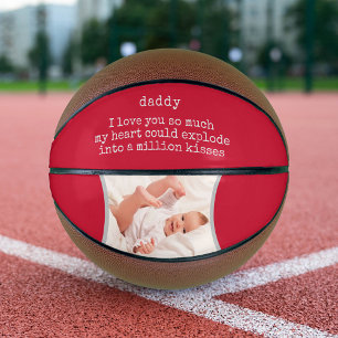 Dad I Love You Poem - Custom Photo Red Decorative Basketball
