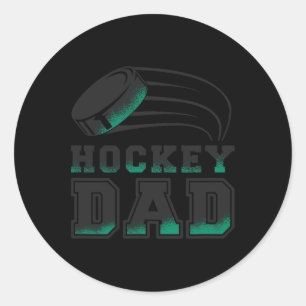 Dad Ice Hockey Puck Funny Fathers Day Graphic  Classic Round Sticker