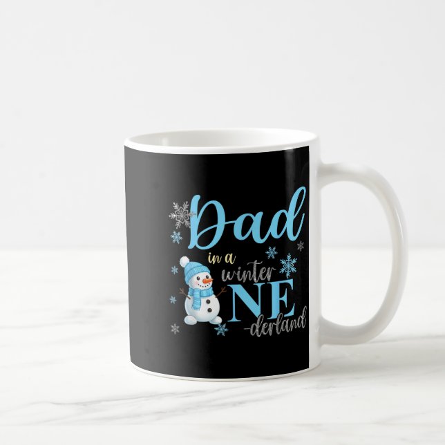 Dad In A Winter Onederland Birthday Boy Girl Cute  Coffee Mug (Right)