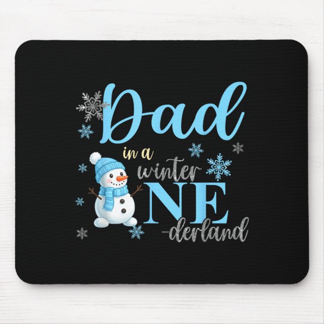Dad In A Winter Onederland Birthday Boy Girl Cute  Mouse Mat (Front)