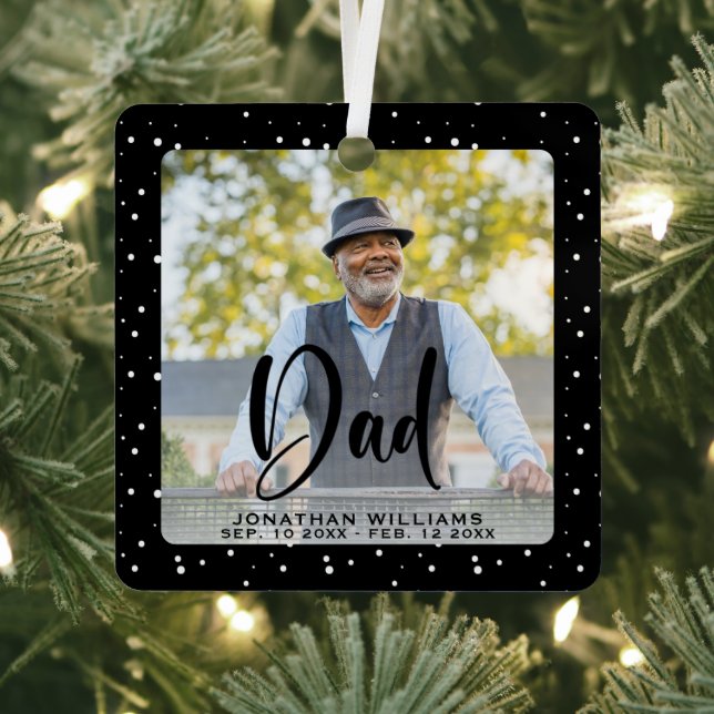 Dad In Loving Memory Photo Christmas Metal Tree Decoration (Insitu)
