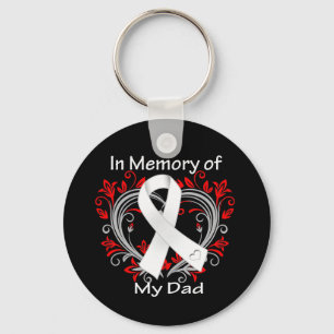 Dad - In Memory Lung Cancer Heart Key Ring