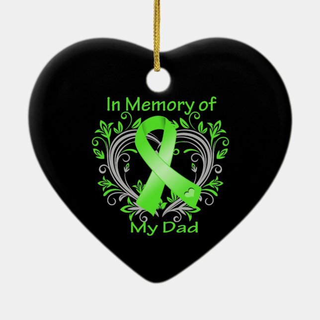 Dad - In Memory Lymphoma Heart Ceramic Tree Decoration (Back)