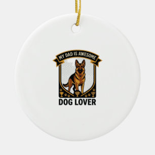 Dad Is Awesome Dog Lover German Shepherd Paws_1 Ceramic Tree Decoration