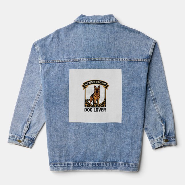 Dad Is Awesome Dog Lover German Shepherd Paws_1 Denim Jacket (Back)