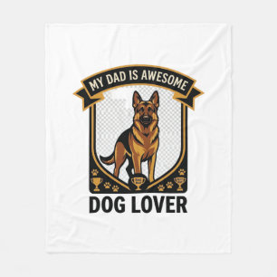 Dad Is Awesome Dog Lover German Shepherd Paws_1 Fleece Blanket