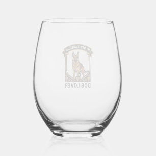 Dad Is Awesome Dog Lover German Shepherd Paws_1 Stemless Wine Glass