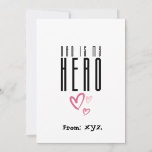 Dad Is My Hero Hearts Design Holiday Card