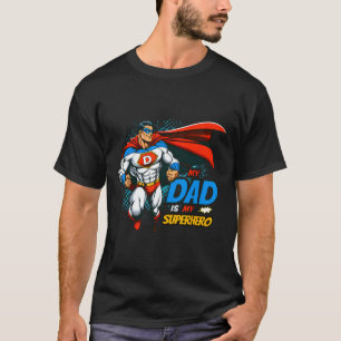 Dad Is My Superhero Kids Cool Father's Day Comic L T-Shirt