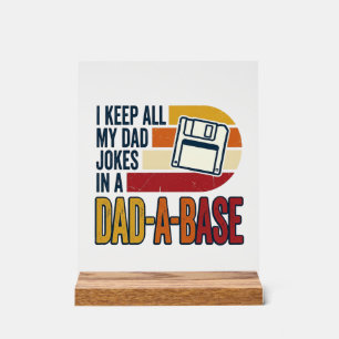 Dad Joke Dad-A-Base Retro Funny Father Vector Desi Acrylic Sign