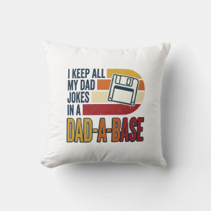 Dad Joke Dad-A-Base Retro Funny Father Vector Desi Cushion