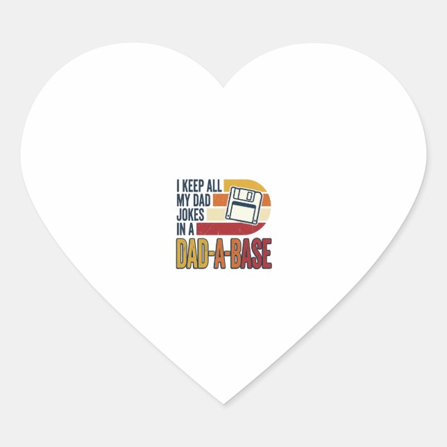 Dad Joke Dad-A-Base Retro Funny Father Vector Desi Heart Sticker (Front)