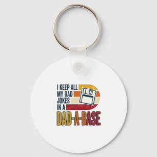 Dad Joke Dad-A-Base Retro Funny Father Vector Desi Key Ring