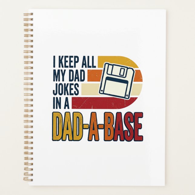 Dad Joke Dad-A-Base Retro Funny Father Vector Desi Planner (Front)