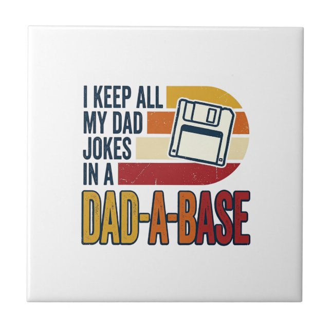 Dad Joke Dad-A-Base Retro Funny Father Vector Desi Tile (Front)