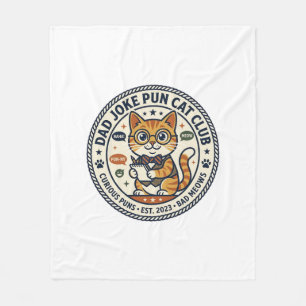 Dad Joke Pun Cat Cat Graphic Tee Art - Dad Joke Pu Fleece Blanket