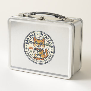Dad Joke Pun Cat Cat Graphic Tee Art - Dad Joke Pu Metal Lunch Box