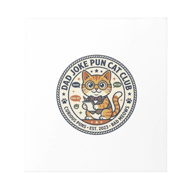 Dad Joke Pun Cat Cat Graphic Tee Art - Dad Joke Pu Notepad (Front)