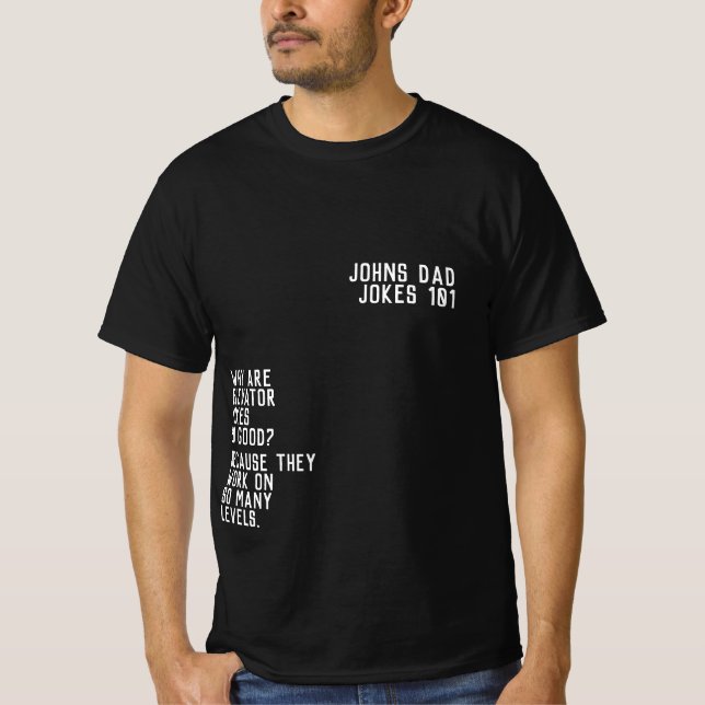 DAD JOKES 101 Father's Day Black FUNNY GUY T-Shirt (Front)