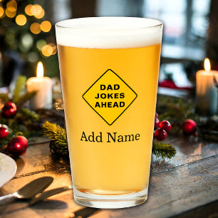 Dad Jokes Ahead Custom Name Text Personalised Glass