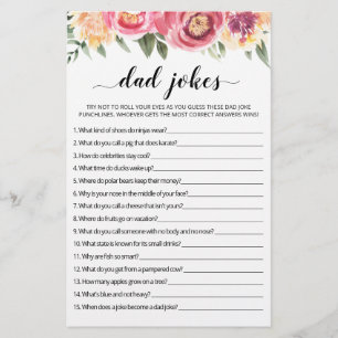 Dad Jokes Baby Shower game with Answers