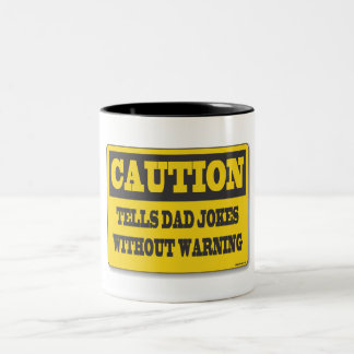 Dad Jokes caution-sign Two-Tone Coffee Mug