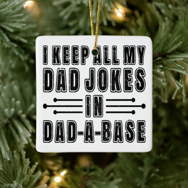 Dad Jokes In Dad A Base Father's Day Present Funny Ceramic Ornament (Tree)