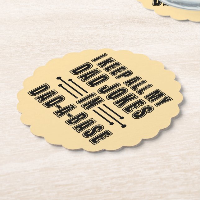 Dad Jokes In Dad A Base Father's Day Present Funny Paper Coaster (Angled)