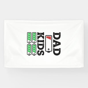 Dad Kids Battery Funny Vintage Vector Shirt Design Banner