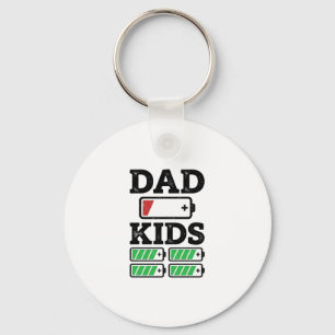 Dad Kids Battery Funny Vintage Vector Shirt Design Key Ring