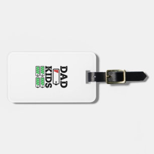 Dad Kids Battery Funny Vintage Vector Shirt Design Luggage Tag