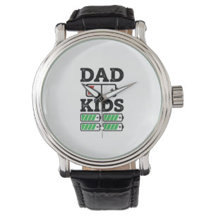 Dad Kids Battery Funny Vintage Vector Shirt Design Watch