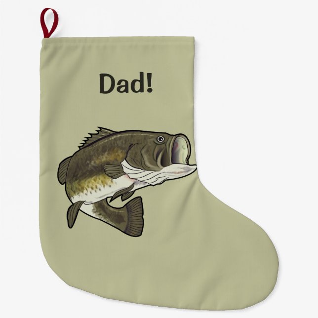 Dad: Largemouth Bass Large Christmas Stocking (Front)