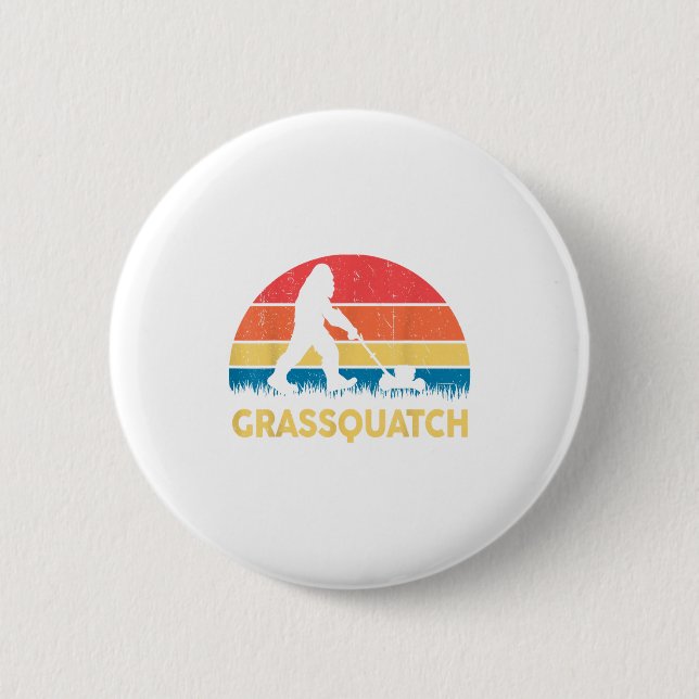 Dad Lawn Mowing Grquatch Bigfoot Mower Gift Funny  6 Cm Round Badge (Front)