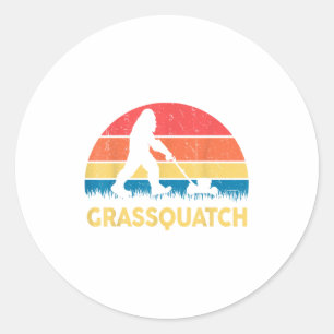 Dad Lawn Mowing Grquatch Bigfoot Mower Gift Funny  Classic Round Sticker
