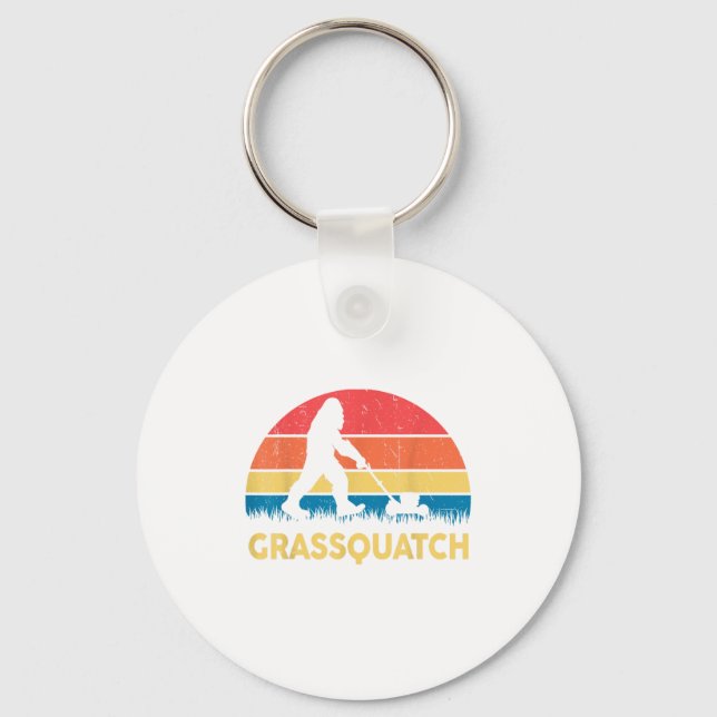 Dad Lawn Mowing Grquatch Bigfoot Mower Gift Funny  Key Ring (Front)